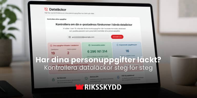 Kontroll av dataläckor och läckta personuppgifter på en dator